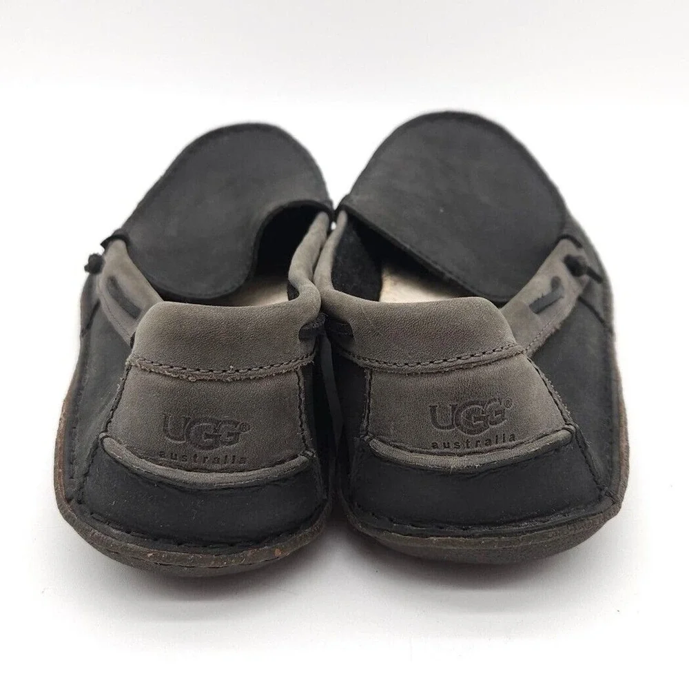 UGG Australia Mens Size 12 Gray Suede Leather Boat Shoes Loafers Flats Slippers‎